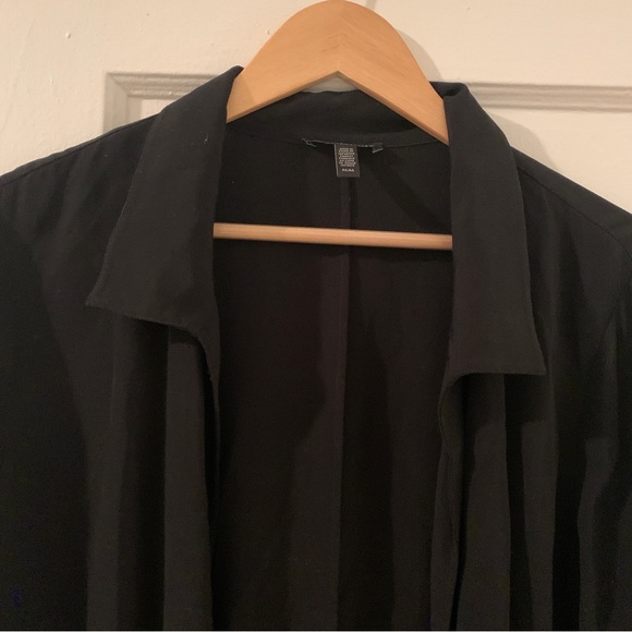 Eileen fisher long black duster open jacket - medium - Picture 3 of 6